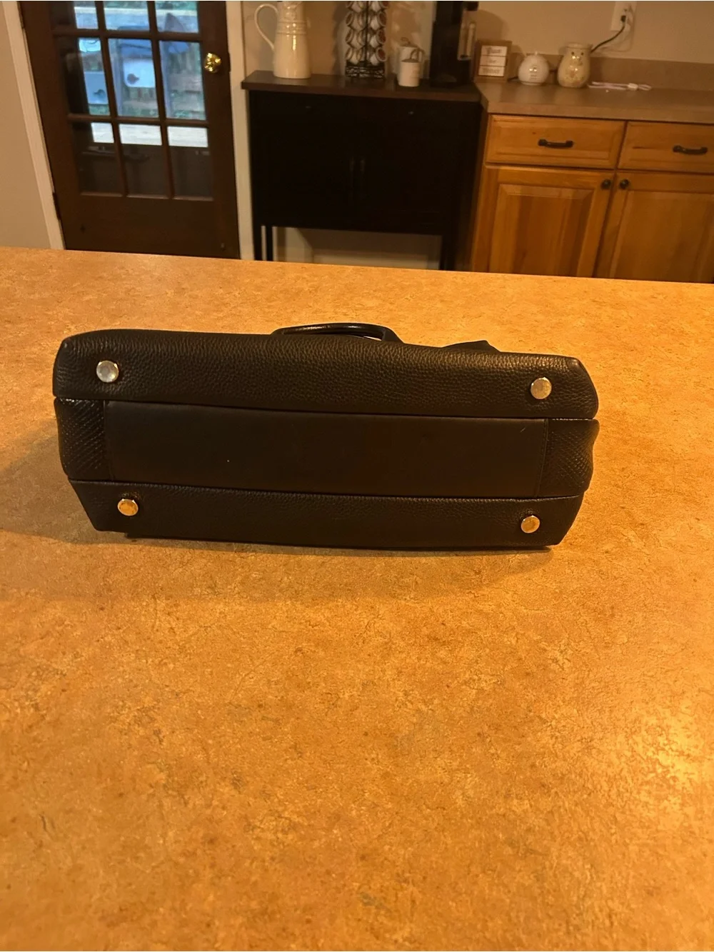 Michael Kors Black Pebbled Leather Satchel with Gold Hardware